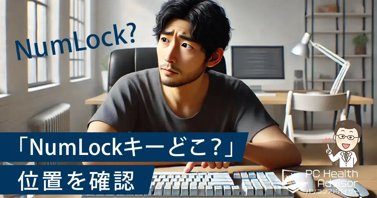 NumLockキーはどこ？と悩む男性