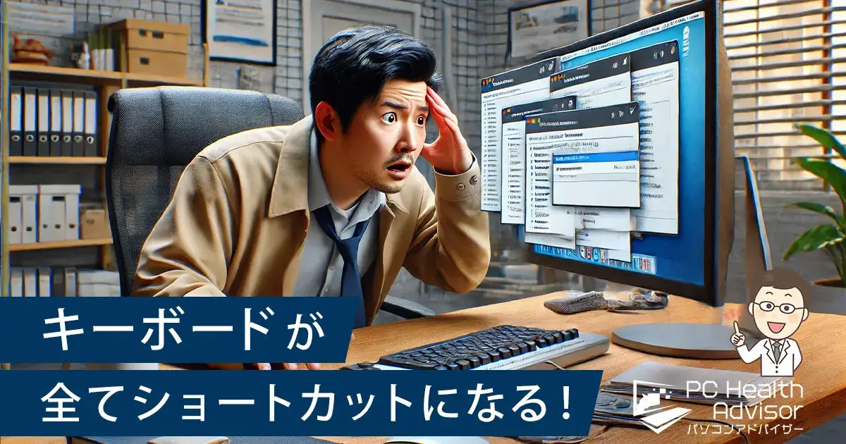 キーボードの文字が突然ショートカットになって打てないイメージ画像